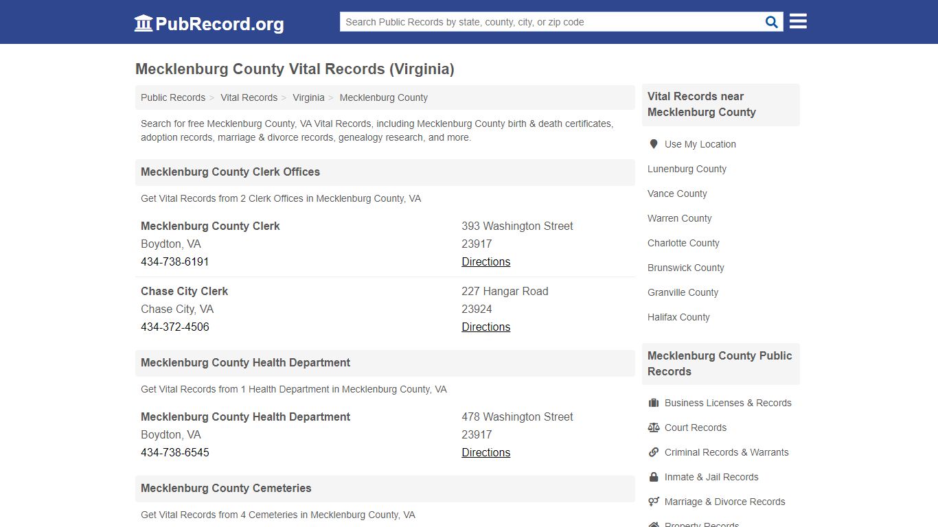 Free Mecklenburg County Vital Records (Virginia Vital Records)